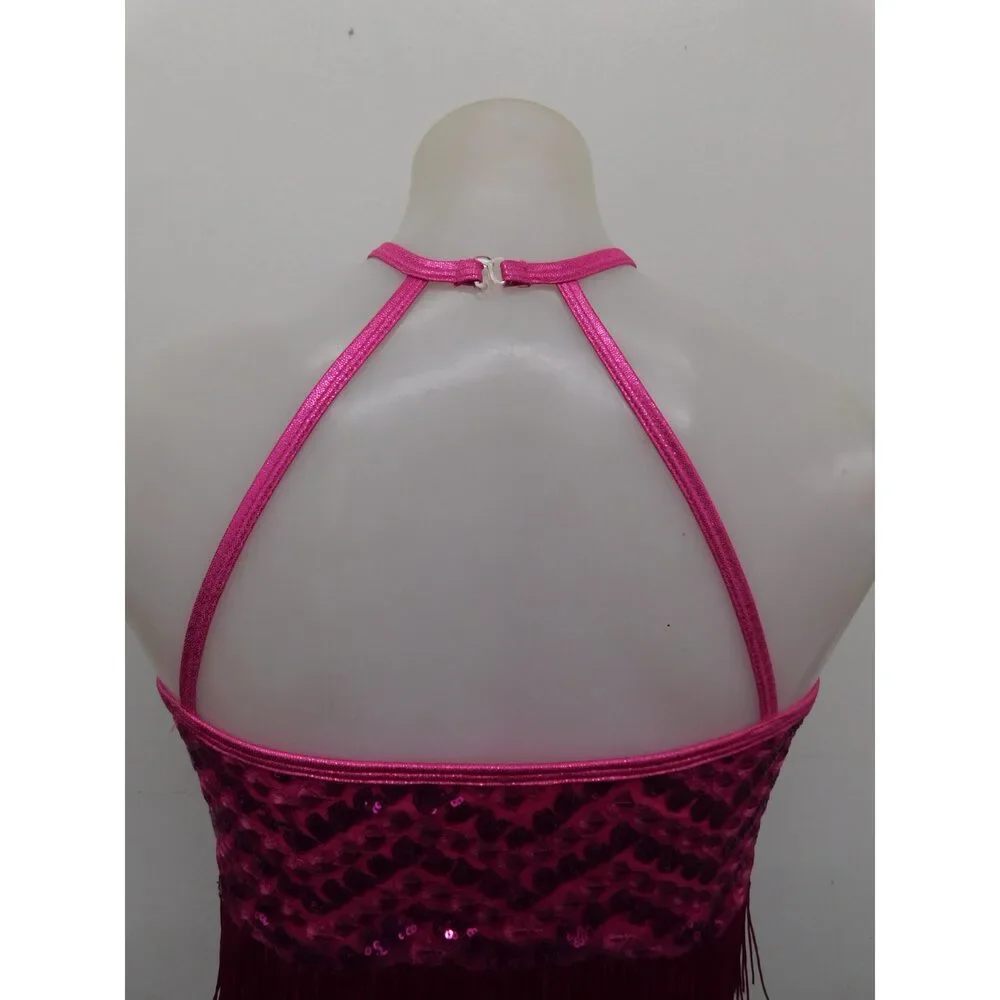 Pre-Owned Dance Top Curtain Call  Pink Jazz Sequin
